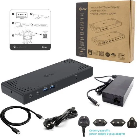 i-Tec C31TRIPLE4KDOCKPD Dockingstation USB-C/USB4, sort