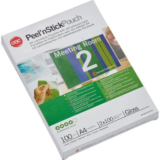 GBC A4 selvklæbende lamineringslommer 100 mic