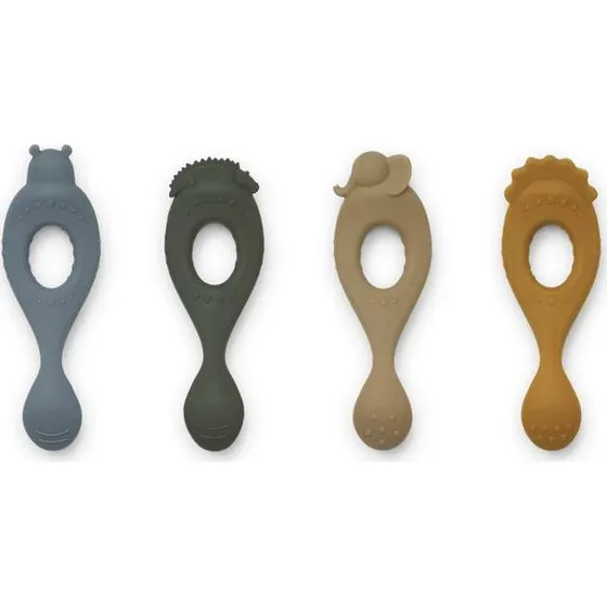 Liewood Liva blde silikone babyskeer 4-pak - Safari/Blue