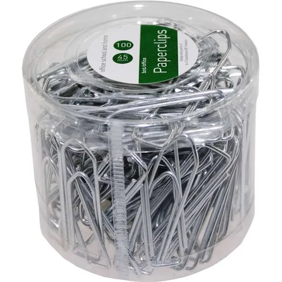 BNT papirclips 45 mm blanke uden riller 100 stk
