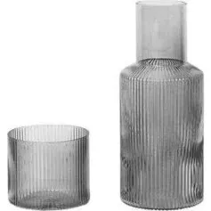 ferm LIVING Ripple Small karaffelsæt Smoked Grey