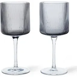 ferm LIVING Ripple Hvidvinsglas 2-pak 27 cl Smoked gr