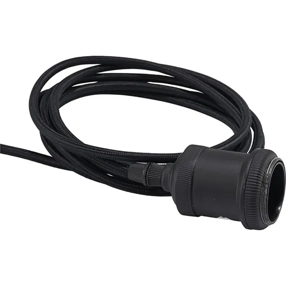 House Doctor Hdfly Fatning E27 med stofledning 3 m, Sort