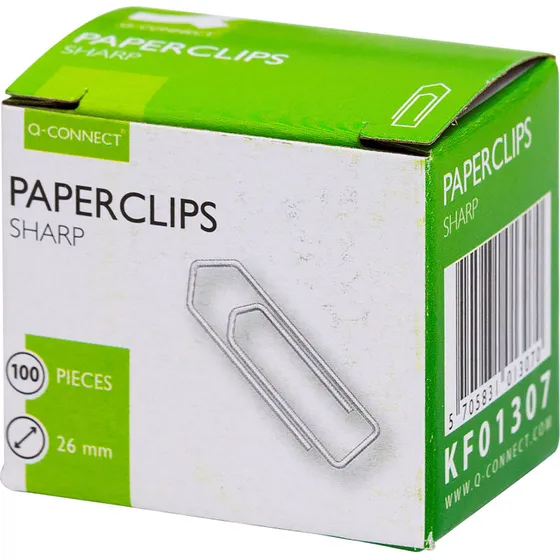 Q-Connect papirclips 26 mm galvaniserede 100 stk