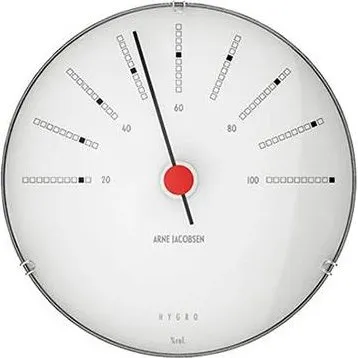 Arne Jacobsen Bankers Hygrometer 12 cm, Hvid/Sort