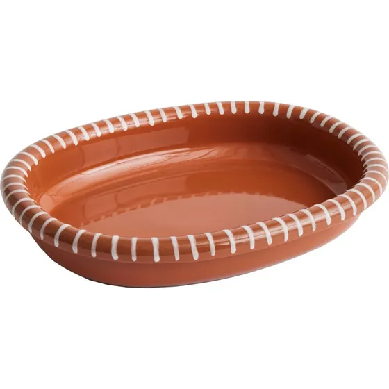 HAY Barro oval tallerken Large 27x36 cm, natural/stribet