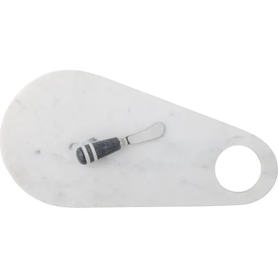 Bloomingville Abrielle serveringsbrt i hvid marmor med kniv