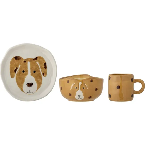 Bloomingville MINI Fenix brneservice 3 dele, brun stentj