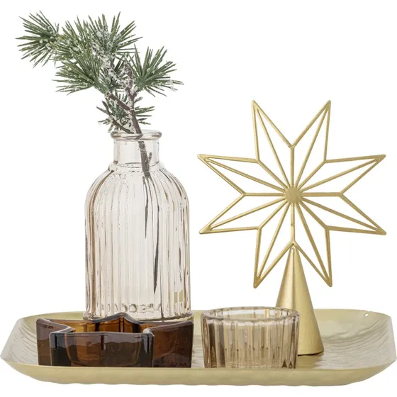 Bloomingville Sanga bakke st med fyrfadsstage i glas, guld  6 dele