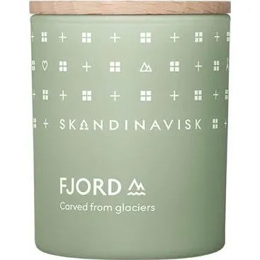 Skandinavisk FJORD duftlys 65 g – glas med trælåg