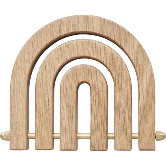 OYOY Rainbow bordskner i egetr med messing, foldbar