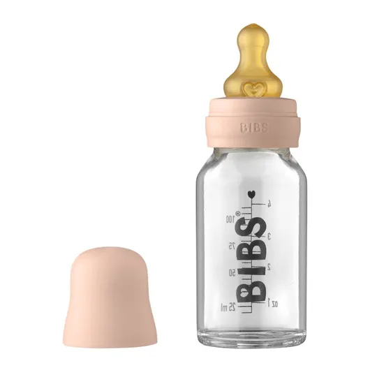 BIBS Bottle glas sutteflaske 110 ml – Latex (Blush)