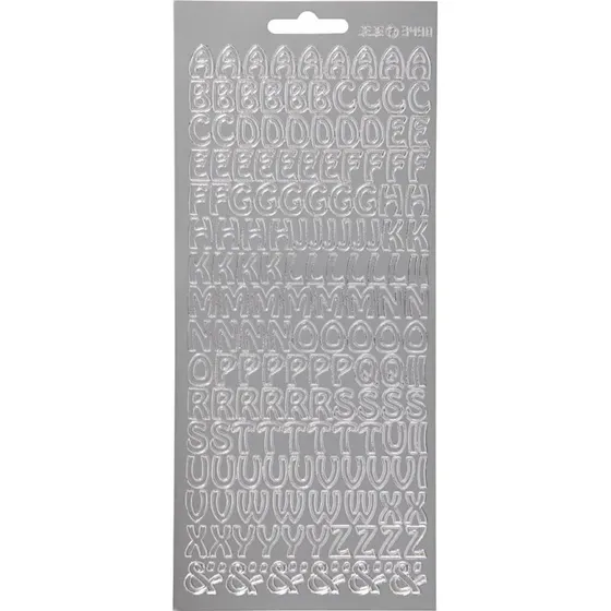 Focus Bogstav Klistermærker Sølv – ark 10x23 cm
