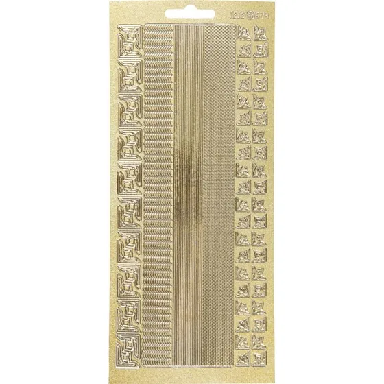Klistermærker Strimler til Kanter, Guld (1 ark 10x23 cm)