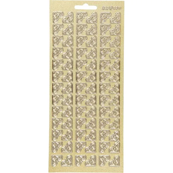 Klistermærker Hjørne Dekoration – Guld, ark 10x23 cm
