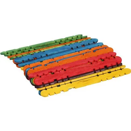 Konstruktionspinde træ 11,4 cm x 10 mm, assorterede farver, 30 stk