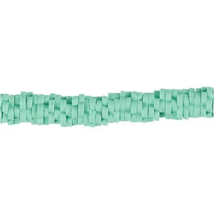 Lerperle flad 5-6 mm grøn, hul 2 mm - 145 stk.