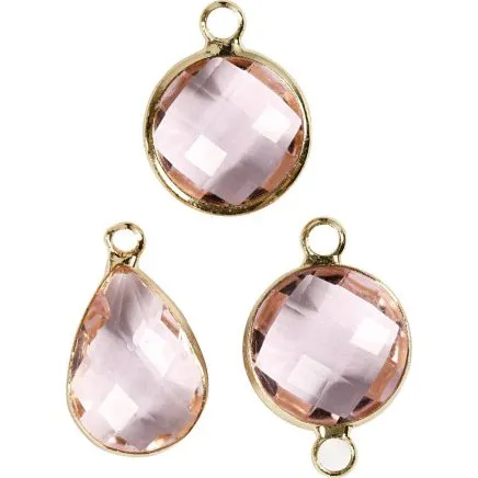 Uden mrke Smykkevedhng, lys rosa 15-20 mm (6 stk)