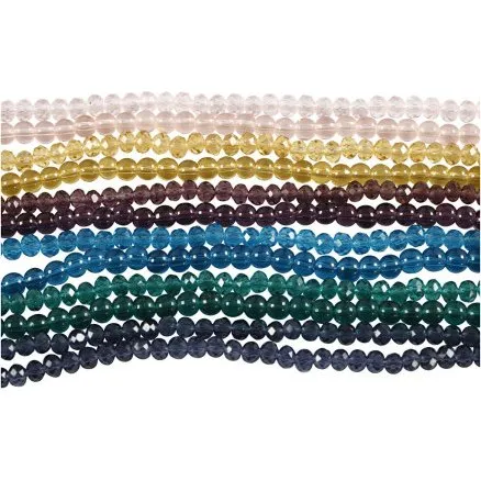 Uden mærke Glas- og facetperler 4 mm, hul 1 mm, 12x45 stk.