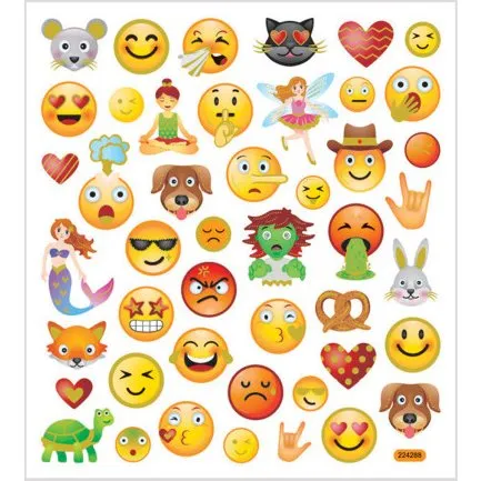 Stickers Emoji ark 15x16,5 cm (1 ark)