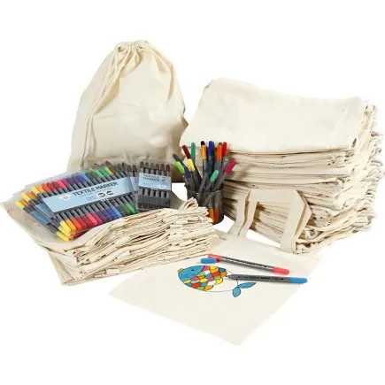 Sko- og muleposest med tuscher 27,5x30 cm, ass. farver