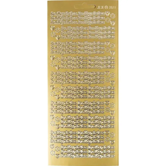 Klistermærker - Indbydelse, guld (10x23 cm, 1 ark)