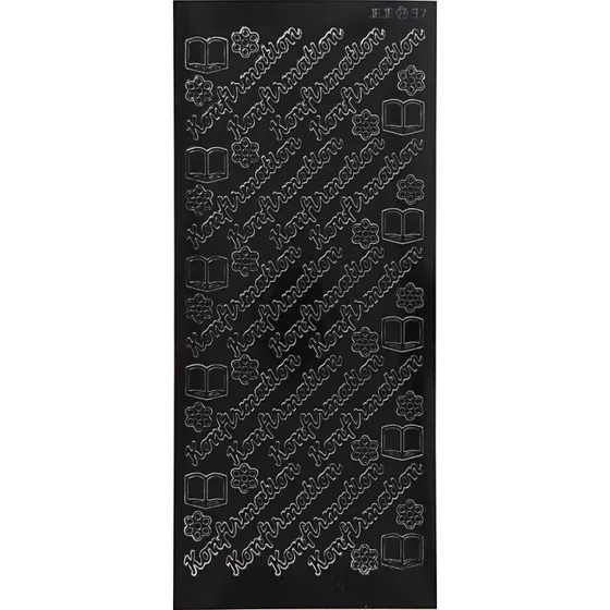 Konfirmationsklistermærker, sort - ark 10x23 cm