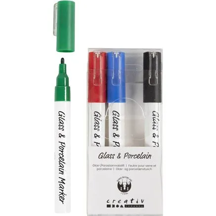 Creativ Company Glas- og porcelnstusch 12 mm, 4 stk (S/R/G/B)