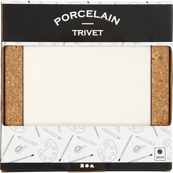Creativ Company bordskner hvid m. korkramme 15,5x15,5x1 cm, 2 stk