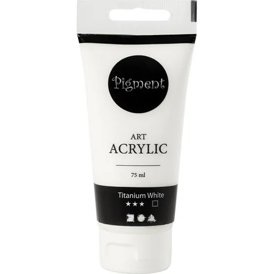 Akrylmaling vandbaseret halvblank Titaniumhvid 75 ml