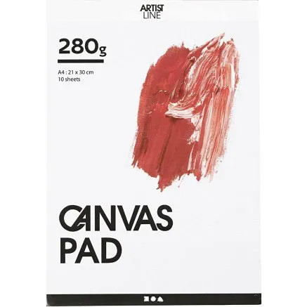 Creativ Company Lærredsblok A4 280 g 10 ark hvid