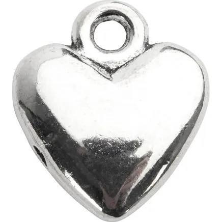 Uden mrke hjertevedhng 13x15 mm forslvet, 10 stk.