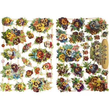 Glansbilleder Stedmoderblomster 2 ark 16,5x23,5 cm