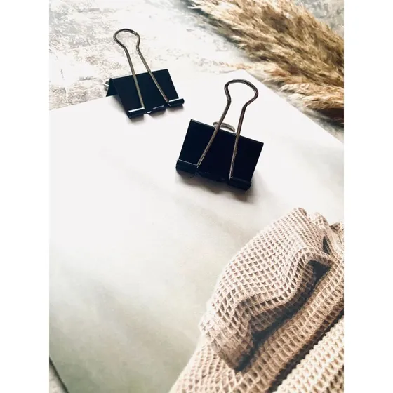 Foldback papirklemme 40 mm sort, 12 stk