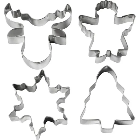 Juleudstikkere 4 stk.  juletr, engel, rensdyr, snekrystal H8 cm