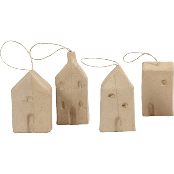 Papmach huse 4 stk. H9,512 x L5,56,5 x B3 cm