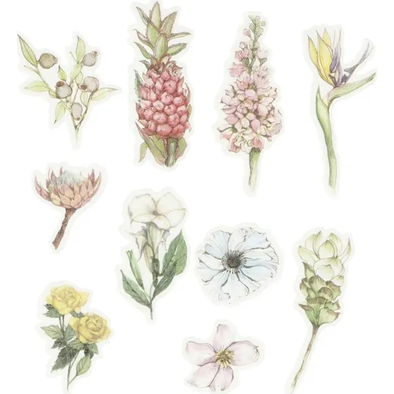 Washi Stickers Blomster – 30 stk (25–60 mm)