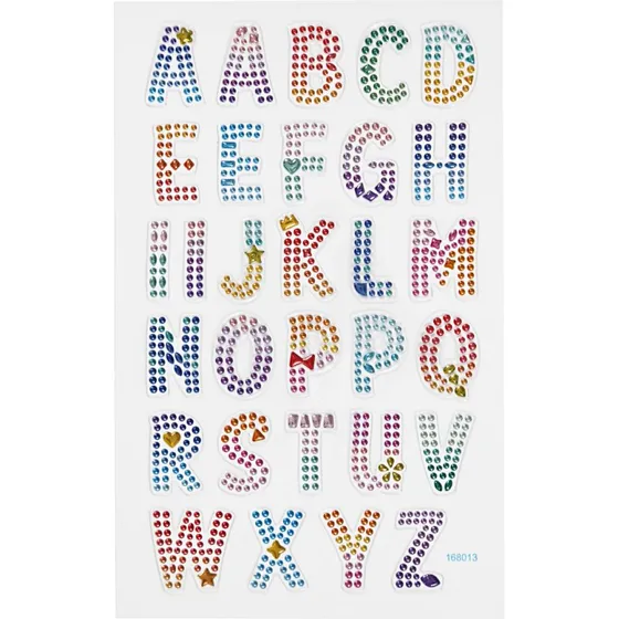 Diamond Bogstavklistermærker rhinsten - ark 10x16 cm