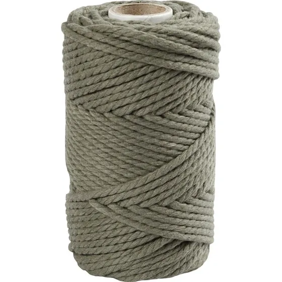 Uden Mærke Macramé Reb 55 m ø4 mm – Mosgrøn (330 g)