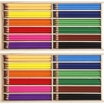 Farveblyanter 3 mm trekantede, assorterede farver, 288 stk