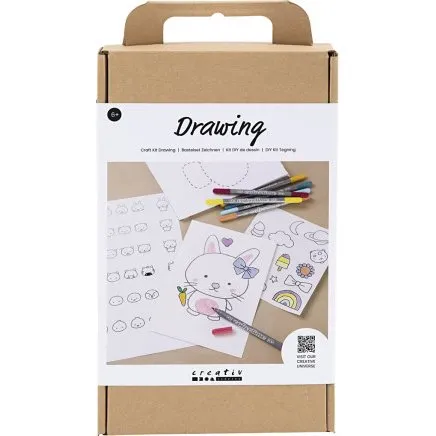 DIY Kit Tegning – Blandede figurer, pastelfarver (1 pk)