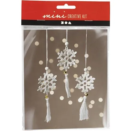 Mini DIY Kit Hækling - Snefnug i hvid (1 pk)