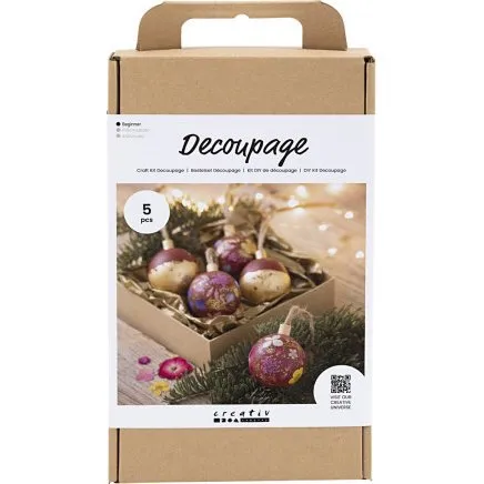 DIY Kit Decoupage - Tørrede blomster julerød (1 pk)