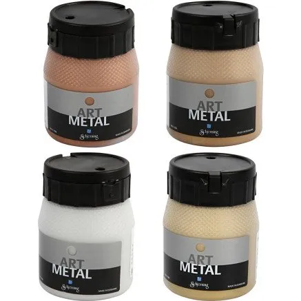 Hobbymaling Metallic 4x250 ml  Kobber/Lys Guld/Mellem Guld/Slv