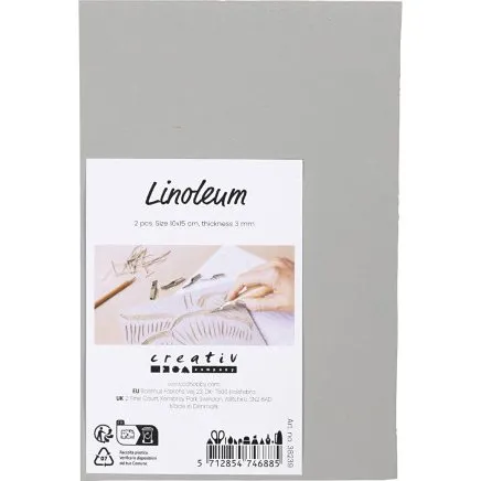 Linoleumplader 10x15 cm, 3 mm, gr - 2 stk.