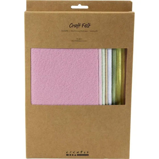 Hobbyfilt A4 210x297 mm, 2 mm - Pastelfarver (10 stk)