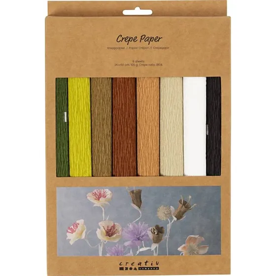 Crepepapir 25x60 cm 180% strk 105 g natur - 8 ark