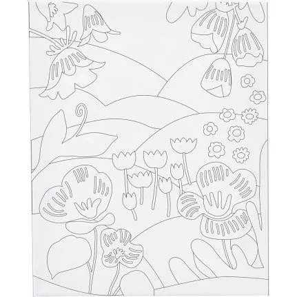 Malerlærred med print, Blomsterlandskab 24x30 cm, 360 g