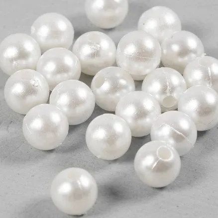 Voksperler perlemor 8 mm, hul 2,3 mm - 22 stk.