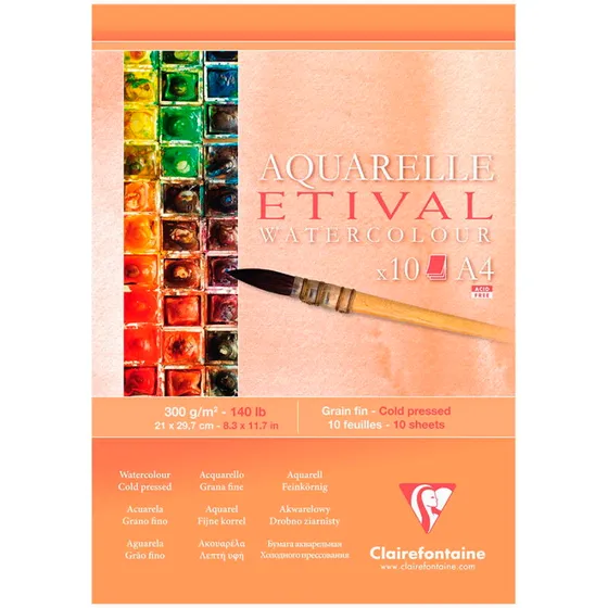 Clairefontaine Aquarelle papirblok A5 300 g/m², 10 ark